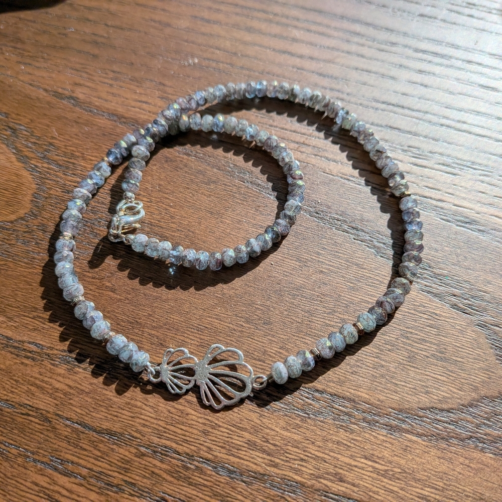 Sterling Silver Seashell and Labradorite Necklace